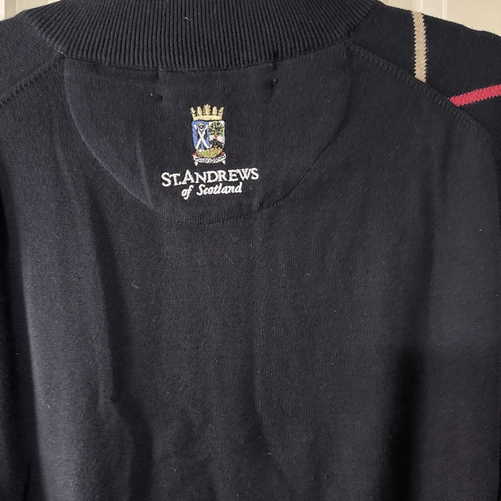 St. Andrew's Of Scotland 1/4 Zip Golf Sweater Black Diamond Argyle Print Size XL - Picture 3 of 3